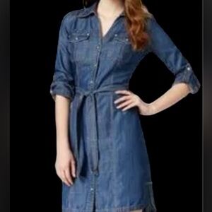 Staccato Blue Midi Dress chambray w belt. Super soft. EC!!!